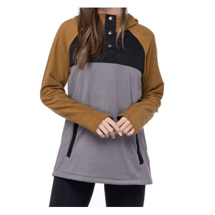 686 Womens Hemlock Fleece Hoody Rhino Grey Colourblock